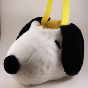 Peanuts Snoopy Plush Head Easter Basket 2011 Yellow White Polka Dot Interior